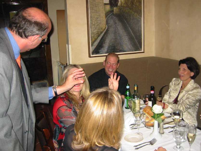 Gabri talking with guests at Rafi's table